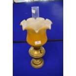 Duplex Brass Oil Lamp with Yellow Shade