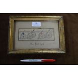 Victorian Stevengraph Framed Silk Picture - The Last Lap, Ordinary Bicycle Race