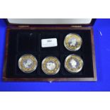 Four Gold Plated Silver Queen Mother Centenary $5 Coins VG Cook Islands, Solomon Island, & The NIUE