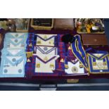 Masonic Aprons, Sashes, Leather Case, etc.