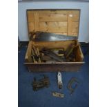 Victorian Pine Workbox with Period Tools