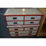 Victorian Painted Two Piece Bank of Drawers