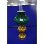 Duplex Brass Oil Lamp with Green Shade