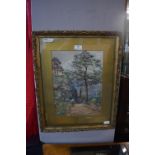 Gilt Framed Watercolour Woodland Scene by Amy Dora Percy 1885