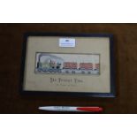 Victorian Stevengraph Framed Silk Picture - The Present Time, Stevenson's Rocket Steam Trains