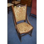 Victorian Upholstered Beechwood Rocking Chair