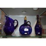 Bristol Blue Glass Gin Decanters and a Jug