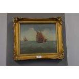 Gilt Framed Oil on Canvas Unsigned E.K. Redmore Marine Study