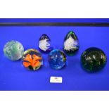 Six Vintage Glass Paperweights
