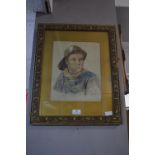 Signed & Framed Watercolour of a Young Fisherman signed DSJ 1892