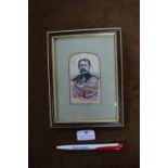 Victorian Stevengraph Framed Silk Portrait of Lord Kitchener