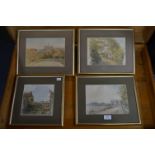 Four Framed Watercolour Sketches of Garden and Countryside Scene by Louisa & Charlotte Holt