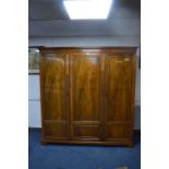 Walnut Veneered Triple Wardrobe