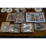 Large Quantity of Sheffield Stainless Steel Cutlery with Plated Silver Handles by AD