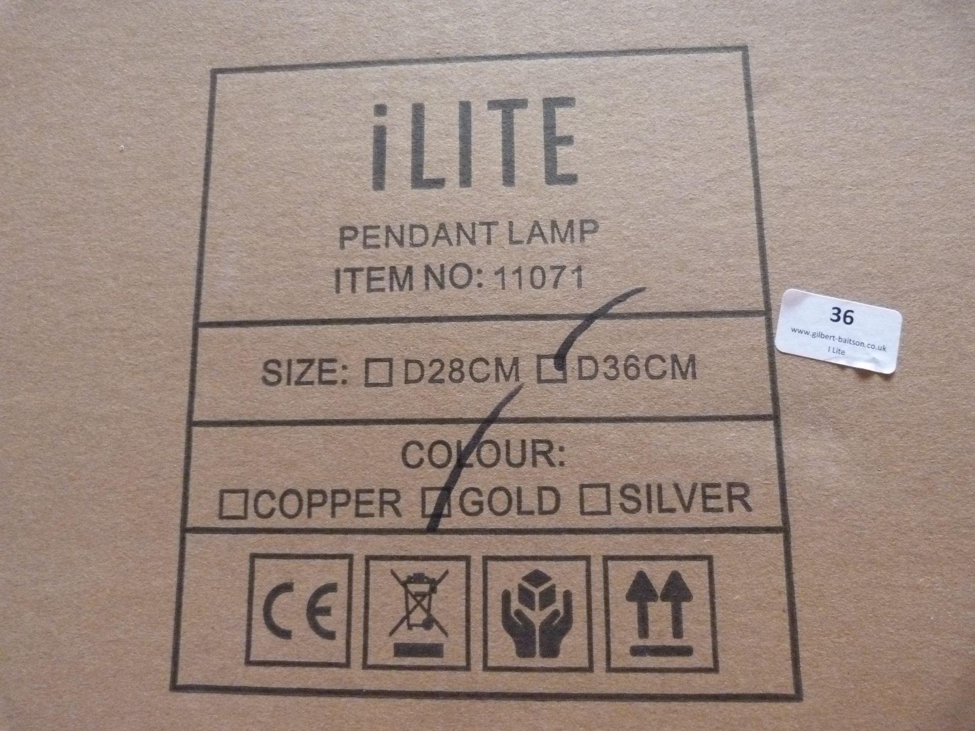 *36 ILite Pendant Lamps Item No.11071, Size: D36CM (gold) - Image 3 of 4