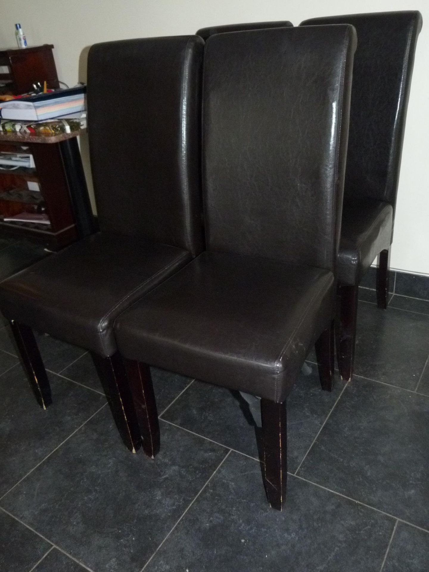 *4 Highback Black Leather Chairs