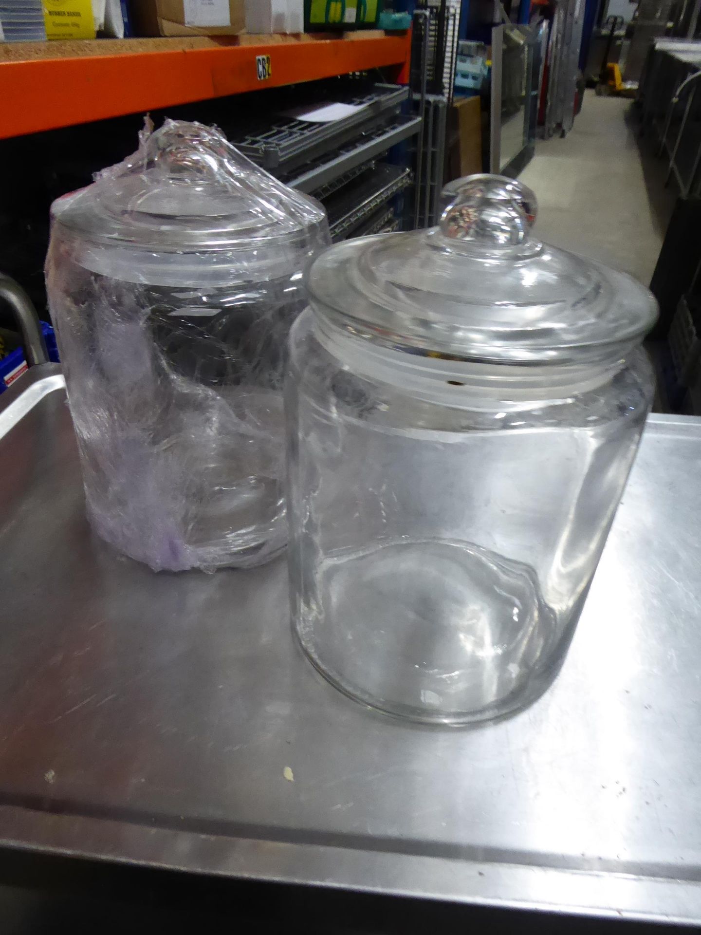 * 2 x large glass cookie jars with lids