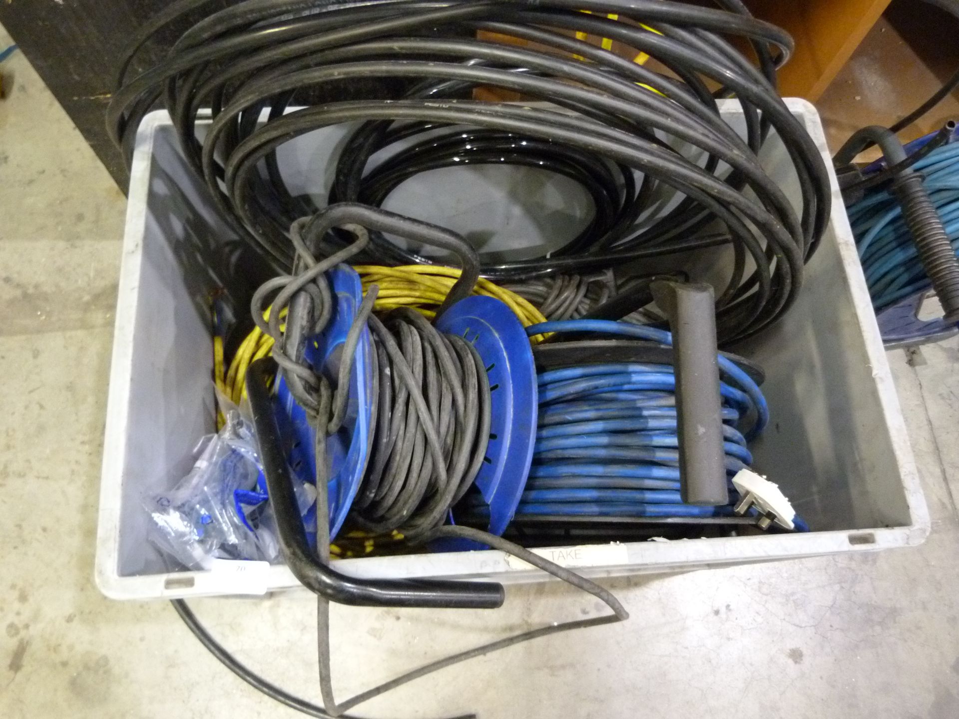 *Box of Extension Leads, Cables, etc.