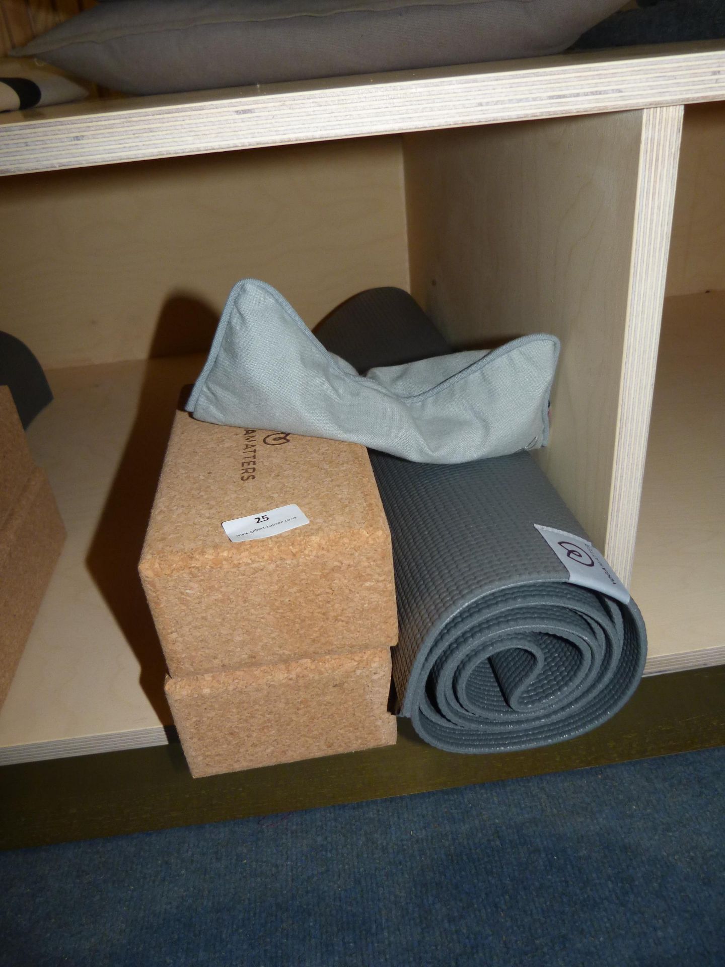 *Yoga Mat, Two Cork Bricks, and a Beanbag