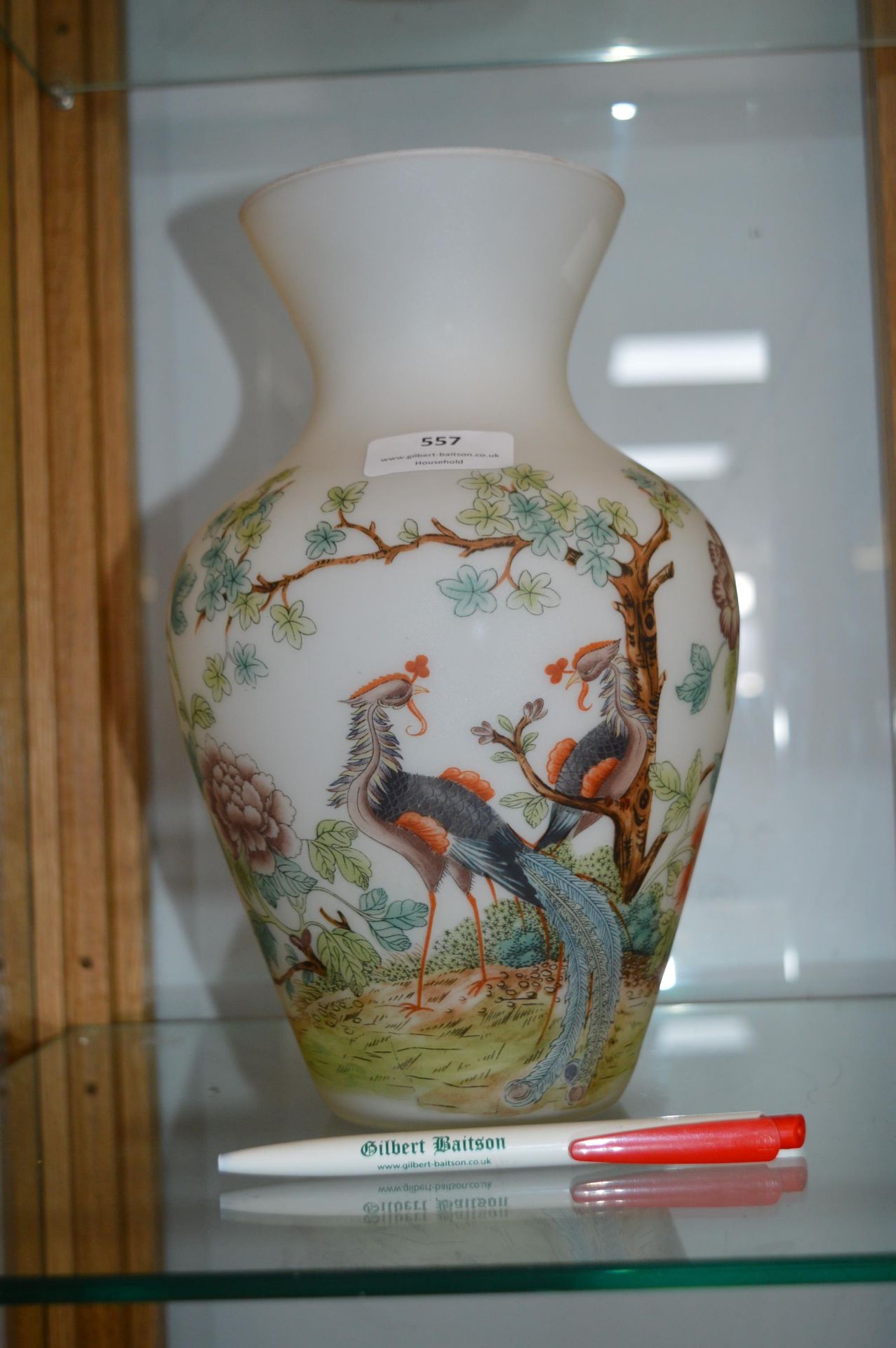 Chinese Style White Glass Vase