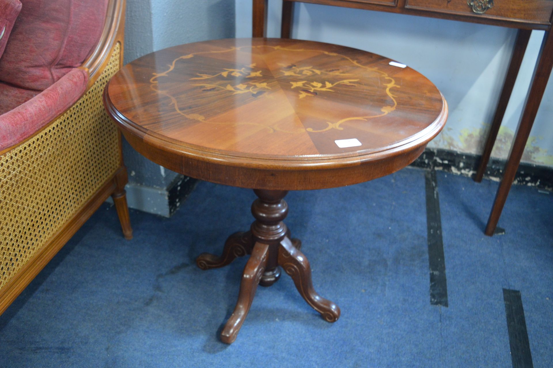 Marquetry Effect Circular Occasional Table