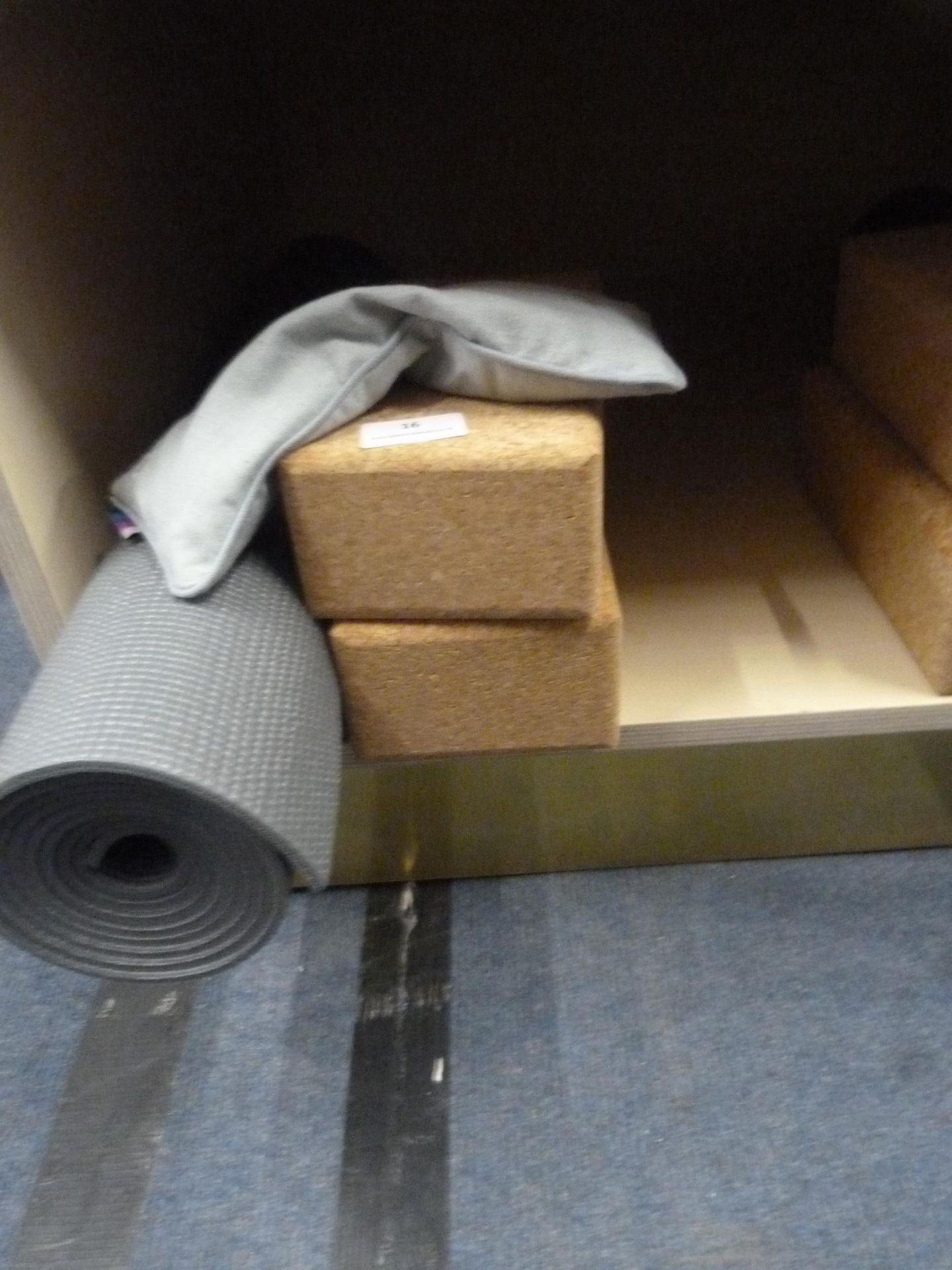 *Yoga Mat, Two Cork Bricks, and a Beanbag