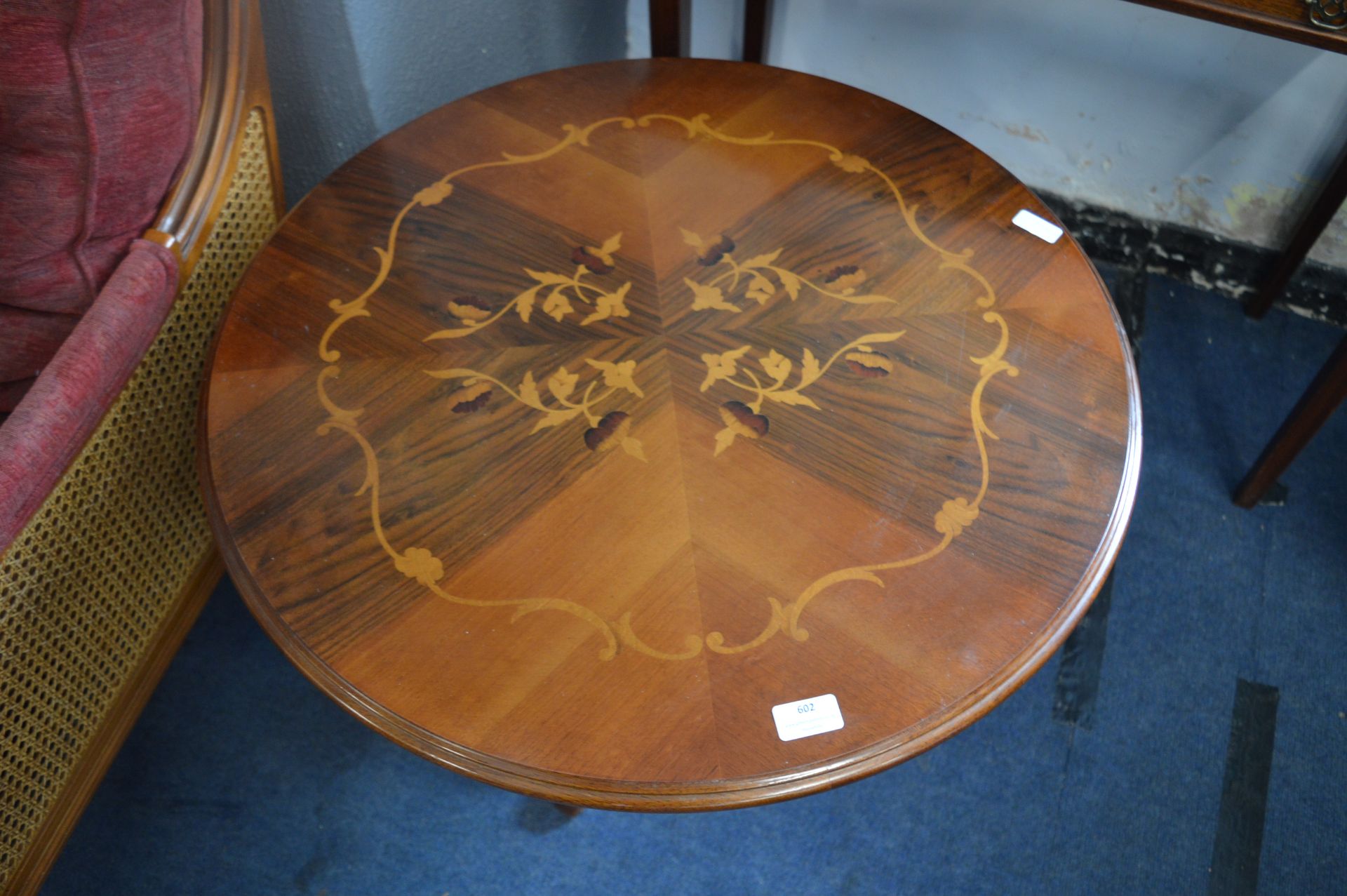 Marquetry Effect Circular Occasional Table - Image 2 of 2