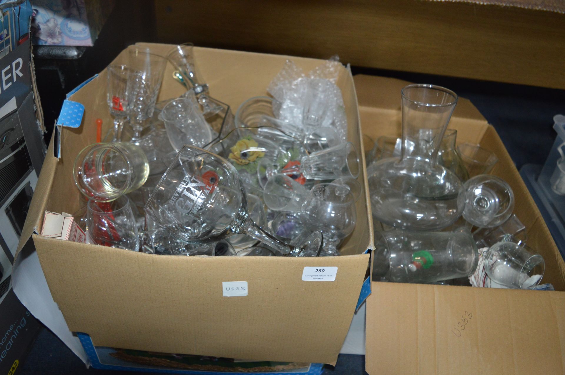 Two Large Boxes of Glassware