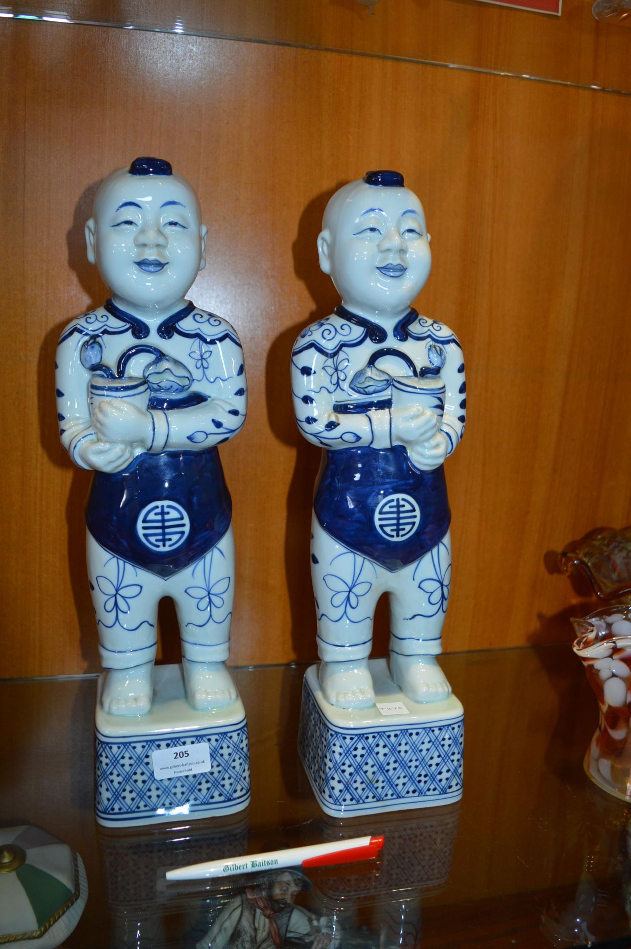 Pair of Chinese Blue & White Figures - Image 2 of 2