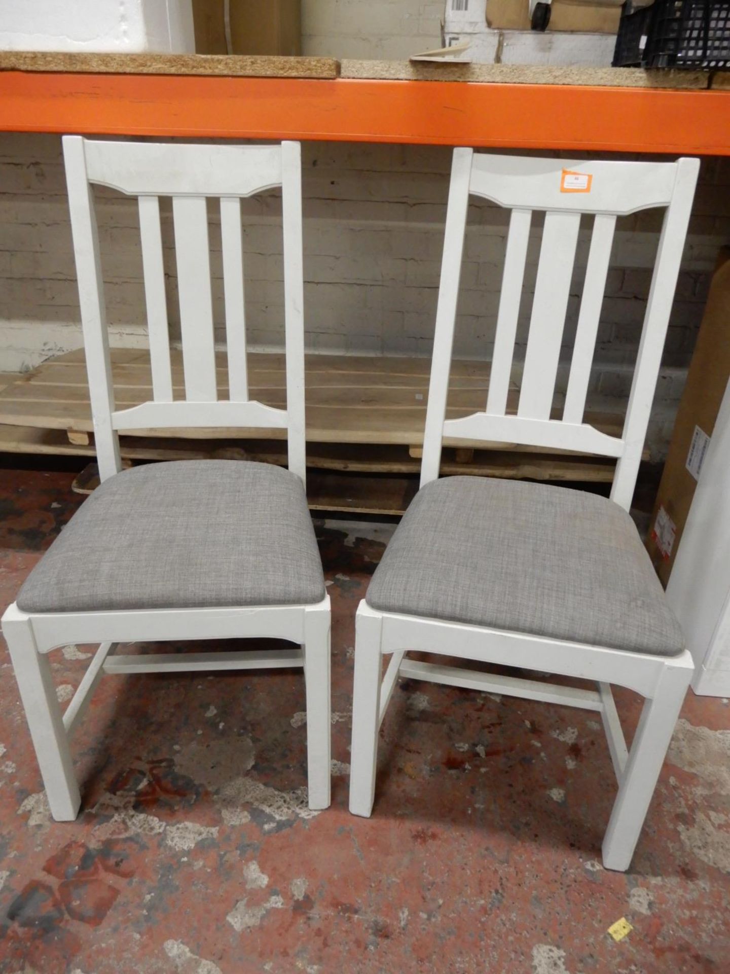 *2 Wooden Dining Chairs with Grey Upholstered Seat