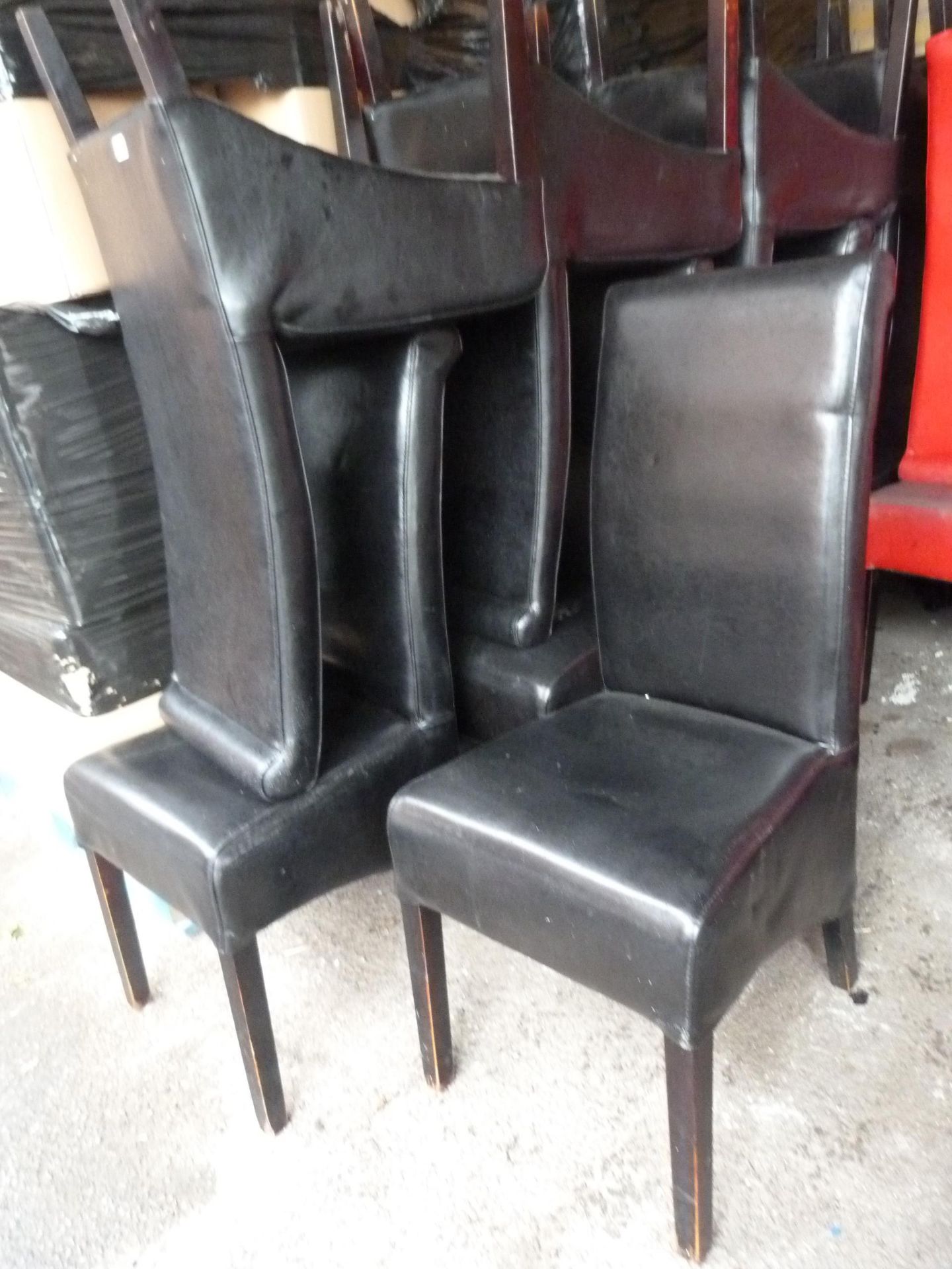 11 Black Upholstered Chairs (worn condition)