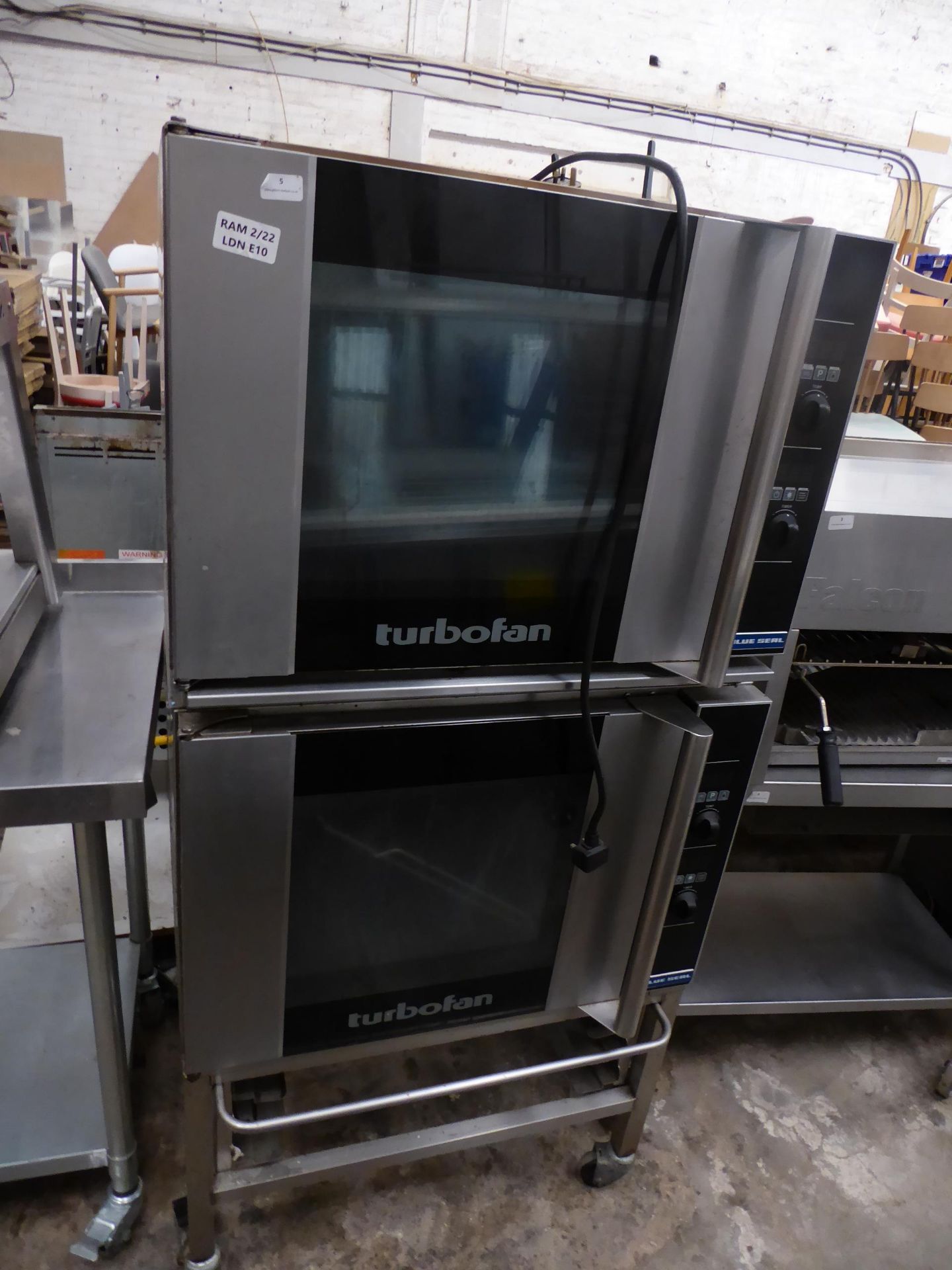 * Blueseal Turbo Fan oven - double stacked on stand with castors 850w x 700d x 1700h - Image 2 of 4