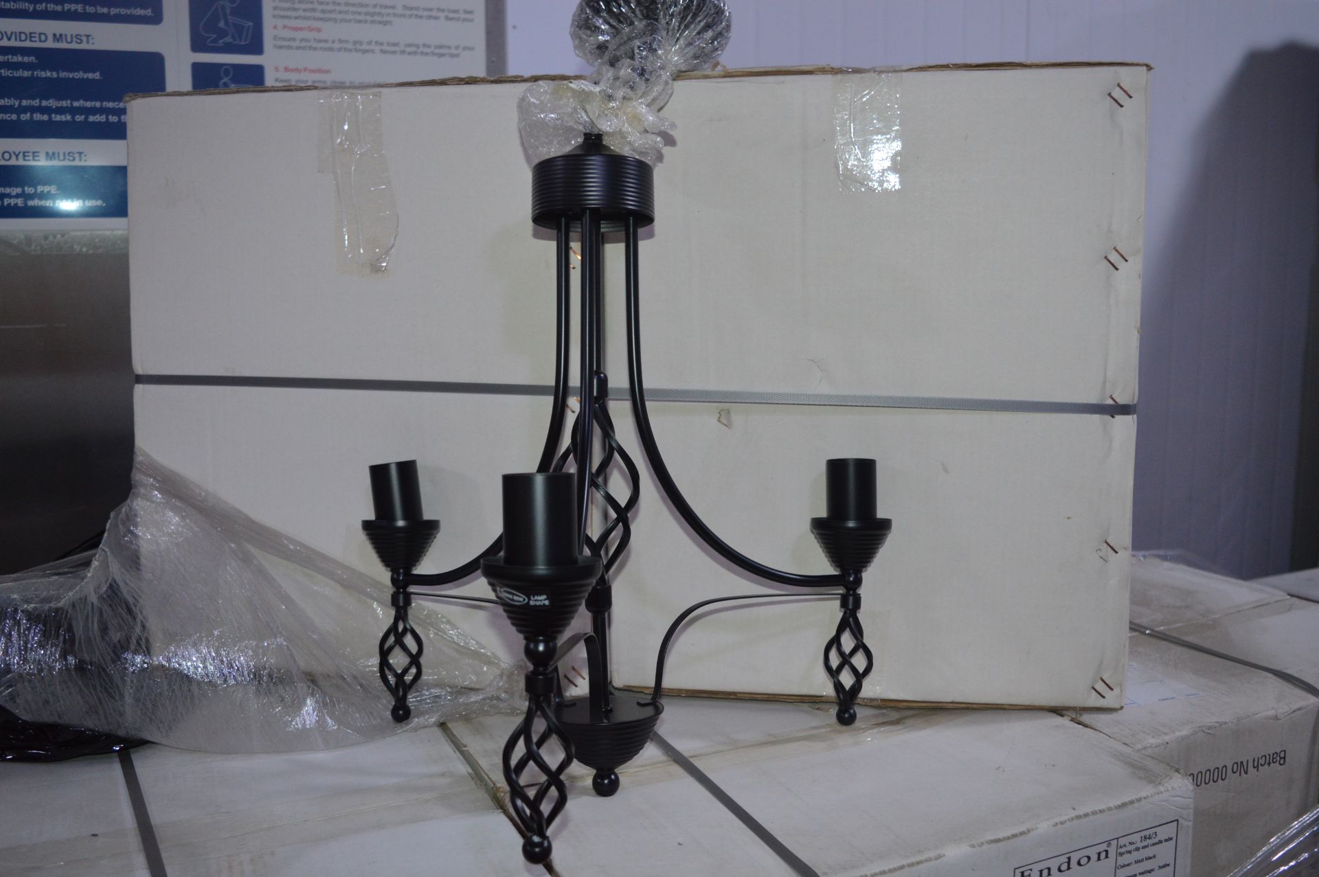 *2 Endon Black 3LT Chandeliers 184/3