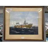 Original Adrian Thompson Framed Watercolour of The H96 Trawler Thornella