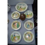 Alfred Meakin Dicken's Characters Bowls plus a Bretby Vase