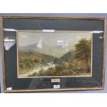 Framed Victorian Watercolour - Mountains of Sky by W.M Lewis RCA