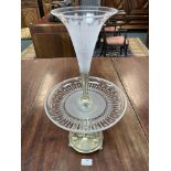 Silver Plate Epergne with Etched Glass