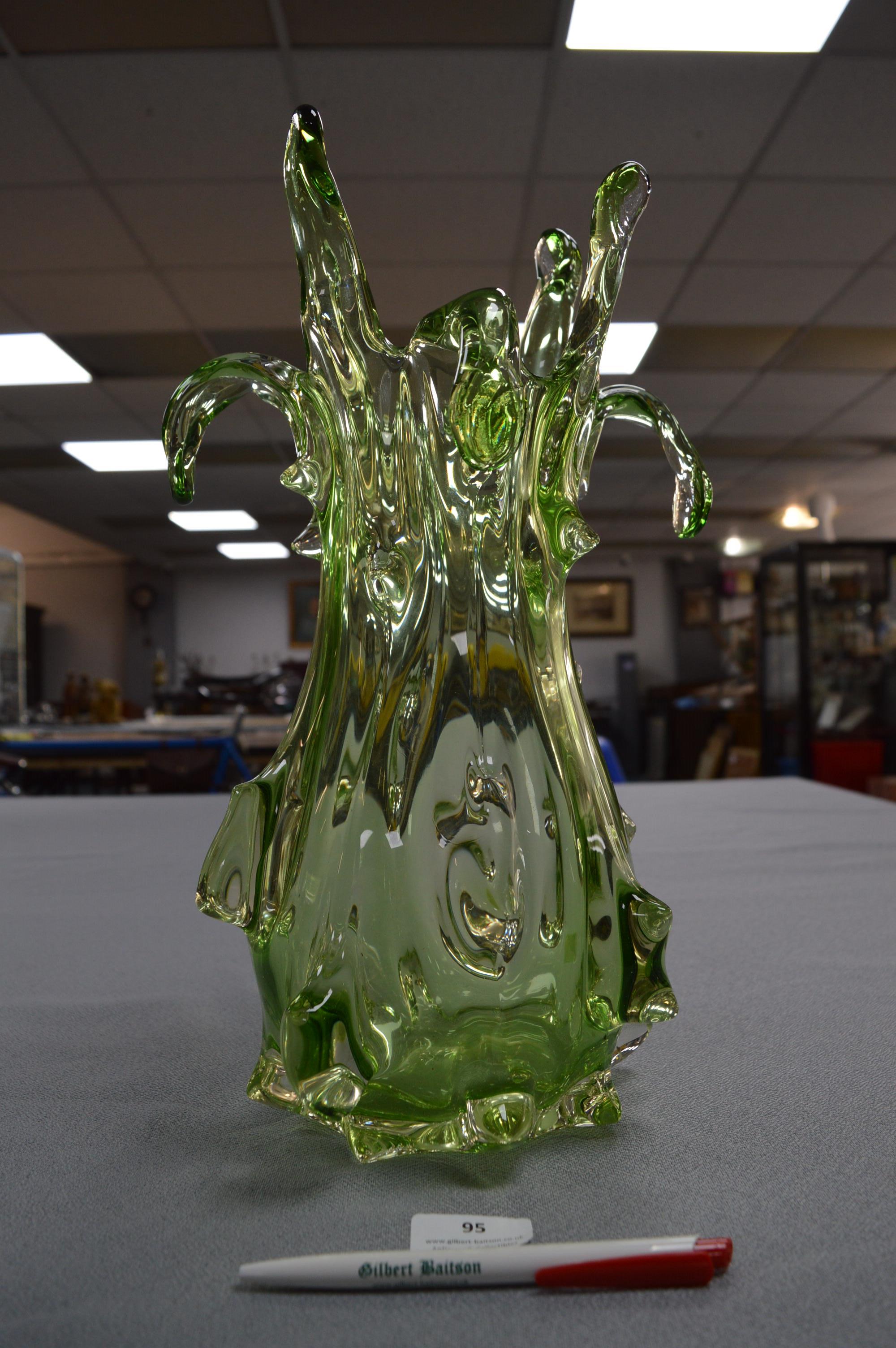 Retro Green Glass Vase - Image 2 of 6