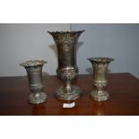 Three Piece Silver Vase Set - Sheffield 1897, ~537g
