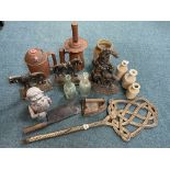 Lanterns, Oil Cans, Cast Iron Doorstops, Ink Bottles, etc.