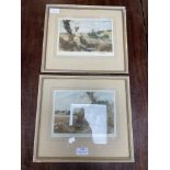 Two Framed 1922 Harvest Scene Prints by Alfred Doll
