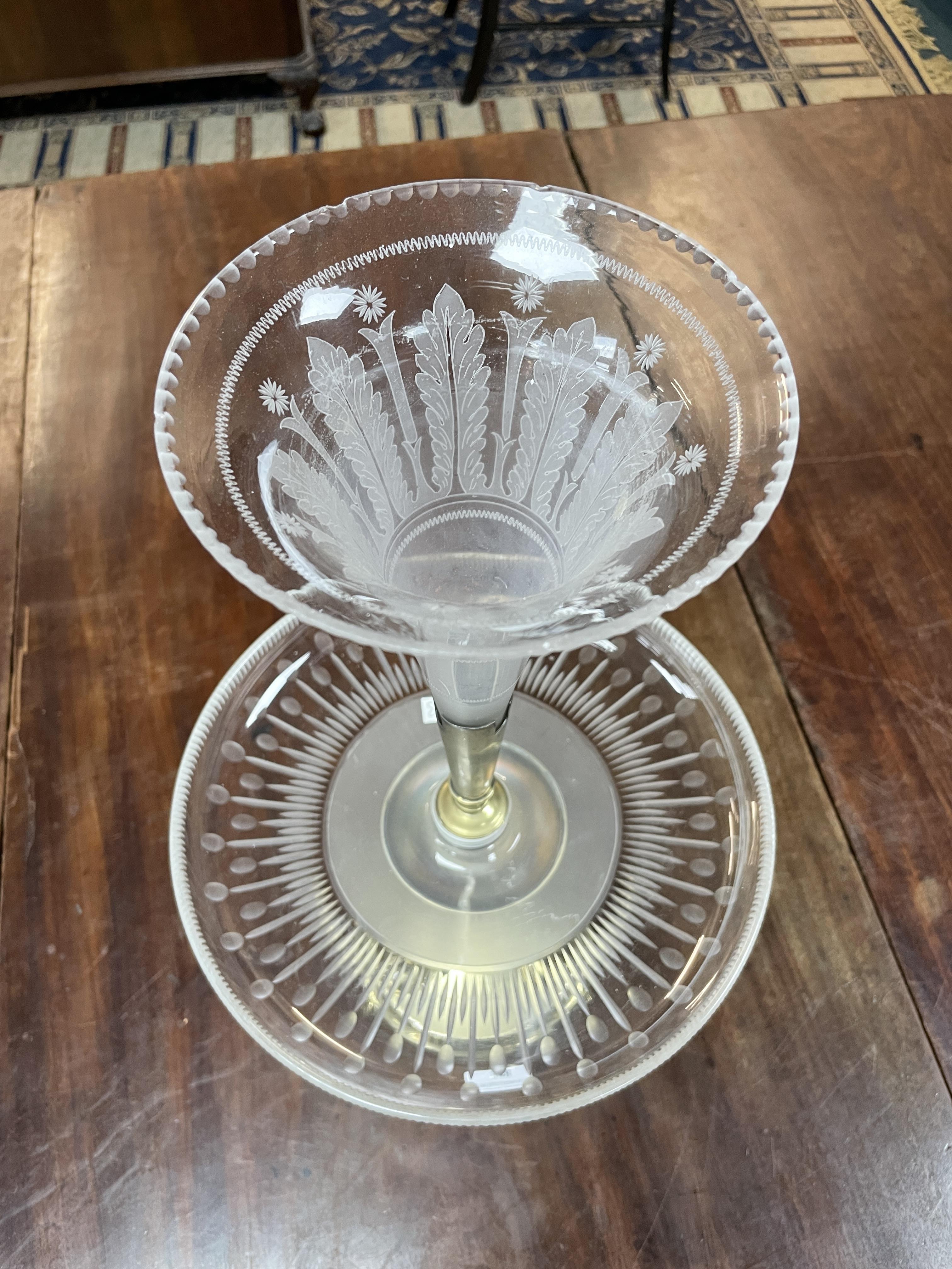 Silver Plate Epergne with Etched Glass - Image 2 of 3