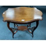 Small Edwardian Mahogany Occasional Table with Fretwork Supports