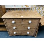Victorian Pine Four Drawer Chest with White Porcelain Lamps