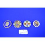 Four Enameled Silver Victoria Coins