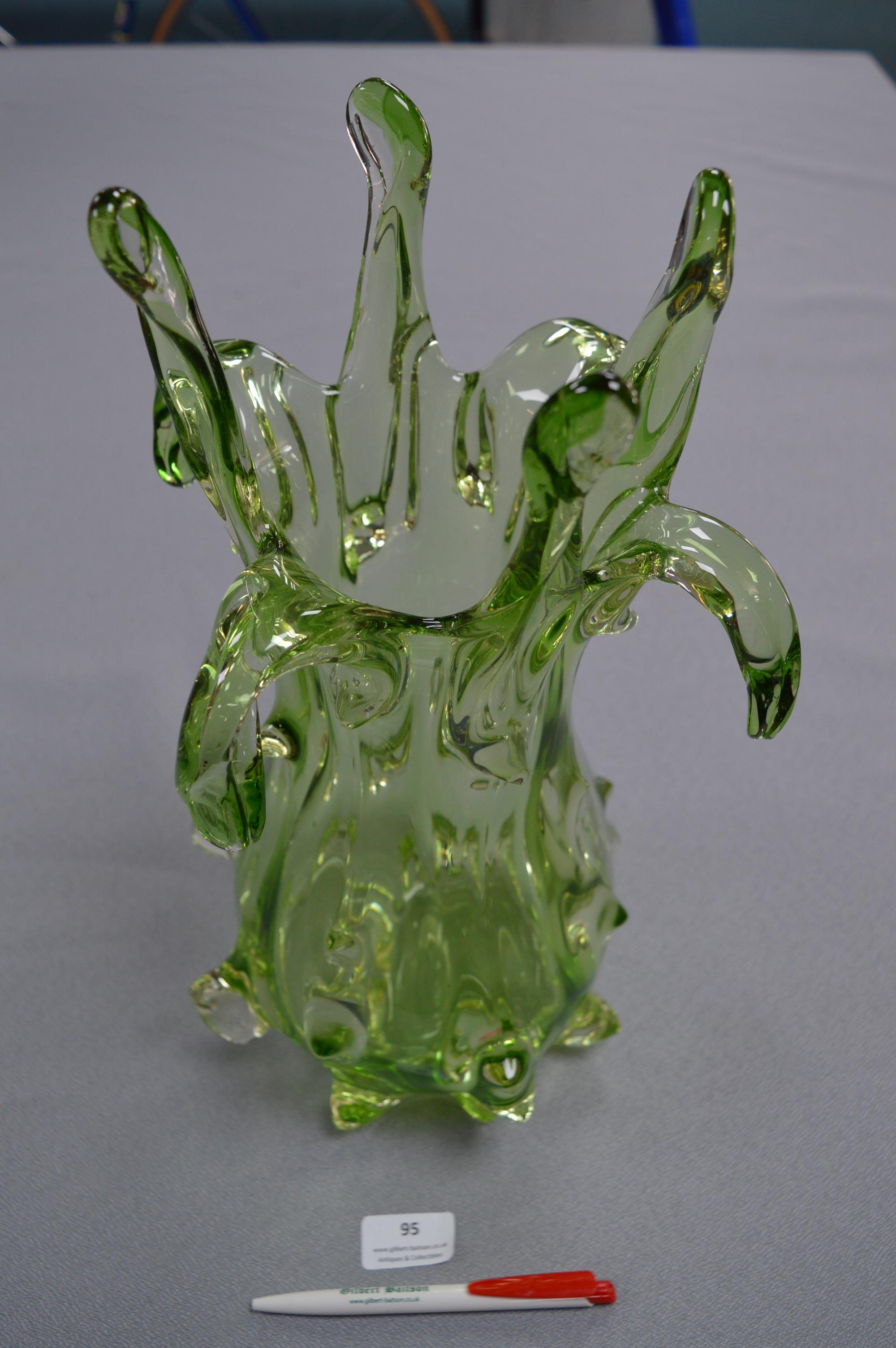 Retro Green Glass Vase - Image 5 of 6