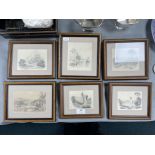 Six Small Framed Grand Tour Pencil Sketches