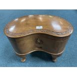Eastern Carved Kidney Shaped Sewing Box