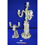 Two Continental Pottery Candelabras (AF)