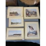 Five Unglazed Framed Grand Tour Georgian Watercolours circa 1830